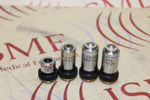 Load image into Gallery viewer, Lot Of 4 Unbranded Microscope Lens 4/0.1, 100/1.250il ,10/0.25 And 40/0.65