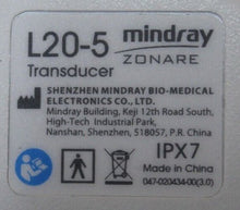 Load image into Gallery viewer, Zonare Mindray (l20-5) Ultrasound Transducer