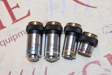 Load image into Gallery viewer, Lot Of 4 Unbranded Microscope Lens 4/0.1, 100/1.250il ,10/0.25 And 40/0.65
