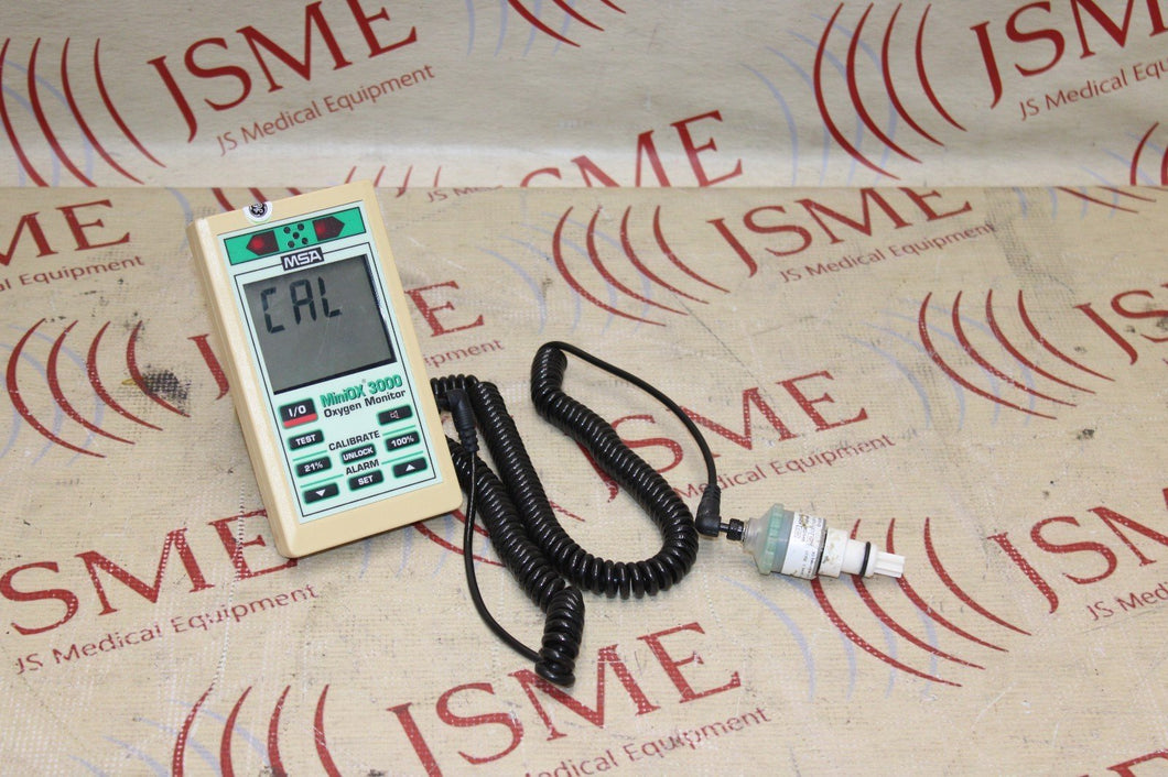 MSA MiniOX 3000 Oxygen Monitor With Sensor 406931, Cable And Battery