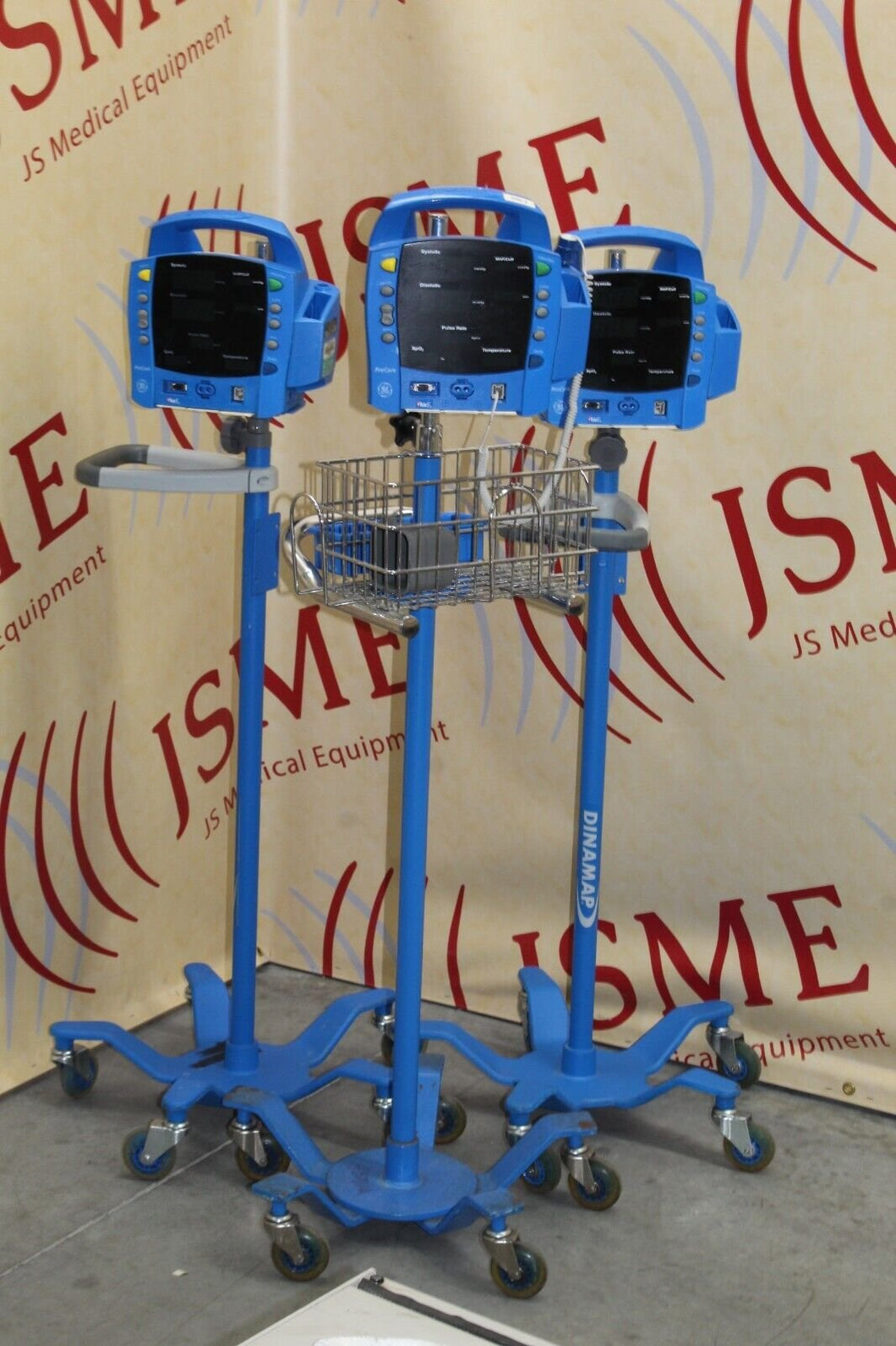 Lot of 3 GE Dinamap ProCare Vital Signs Monitor on Rolling Stands