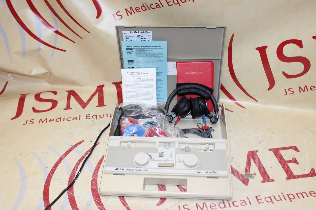 Welch Allyn AM-232 Manual Audiometer W Power Supply,Headphones And Accesories