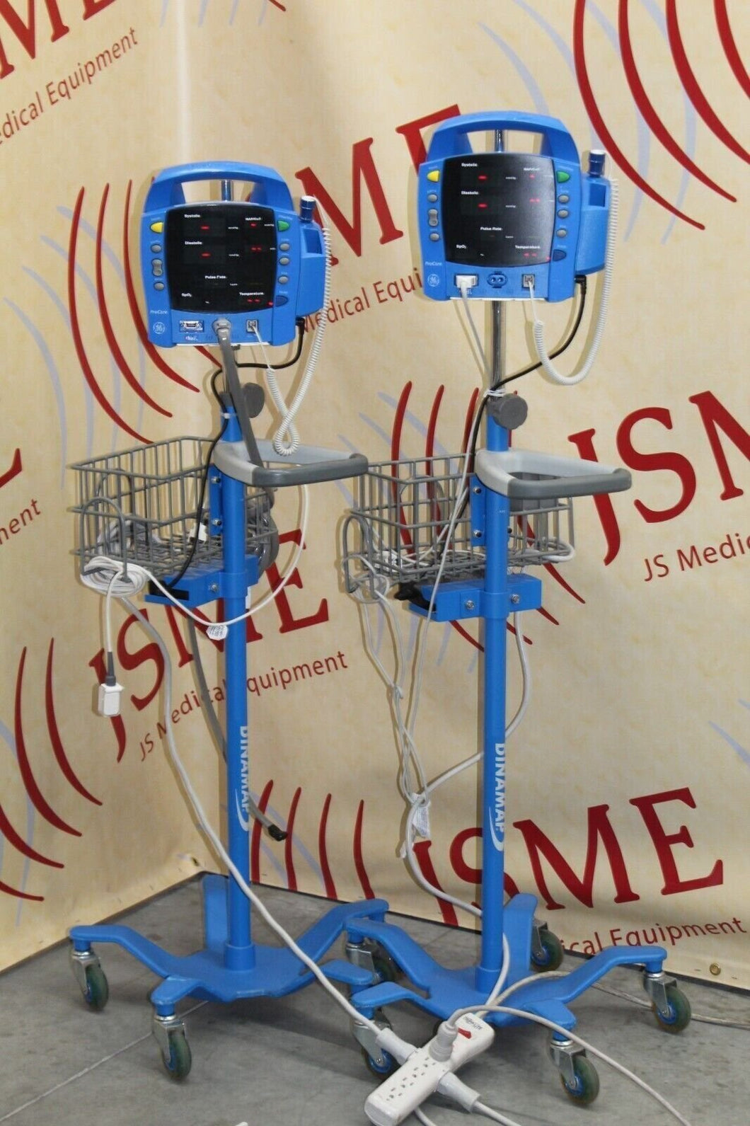 Lot of 2 GE Dinamap ProCare Vital Signs Monitor on Rolling Stands