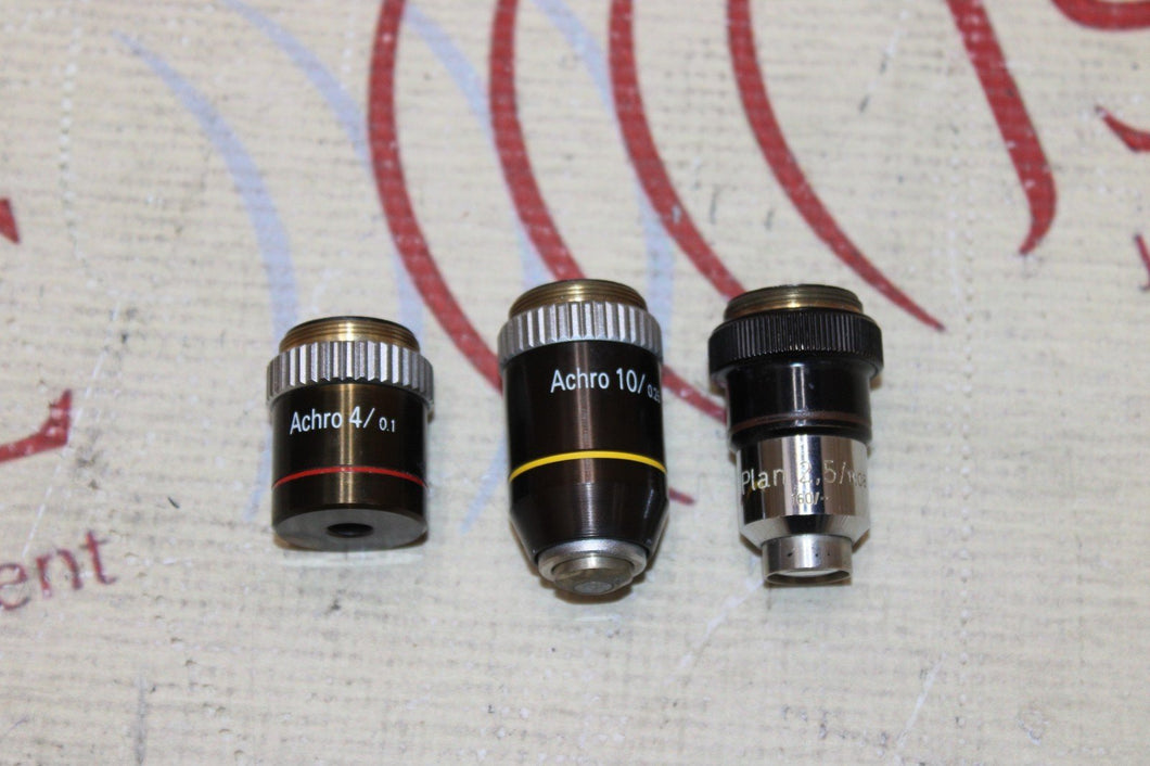 Lot Of 3 Achro And Carl Zeiss Microscope Objectives