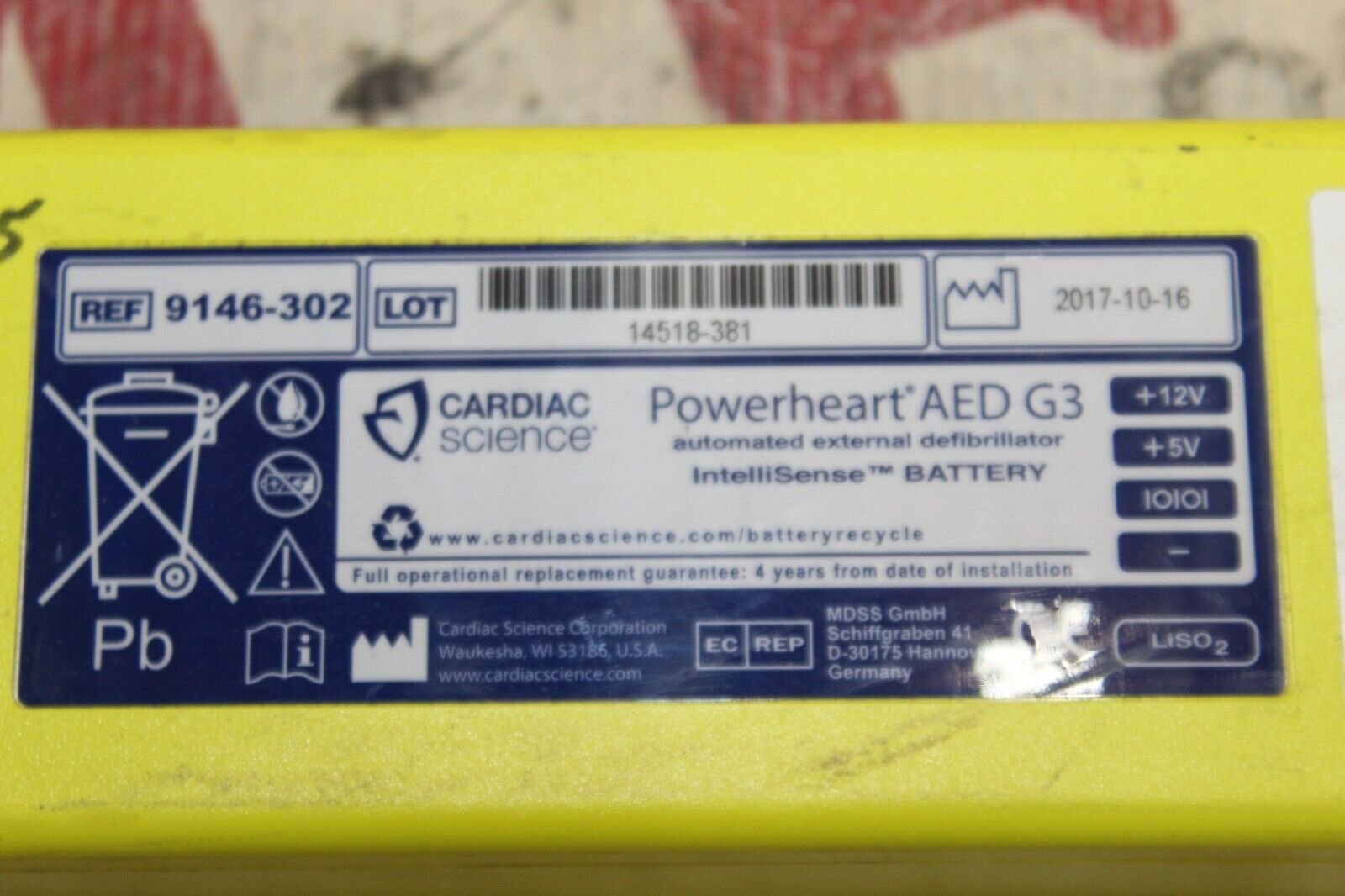 Re-cored Cardiac Science PowerHeart G3 AED Battery 9146-ABE With 4-Year Warranty