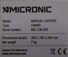 Load image into Gallery viewer, Micronic Univo Manual Capper - CM480
